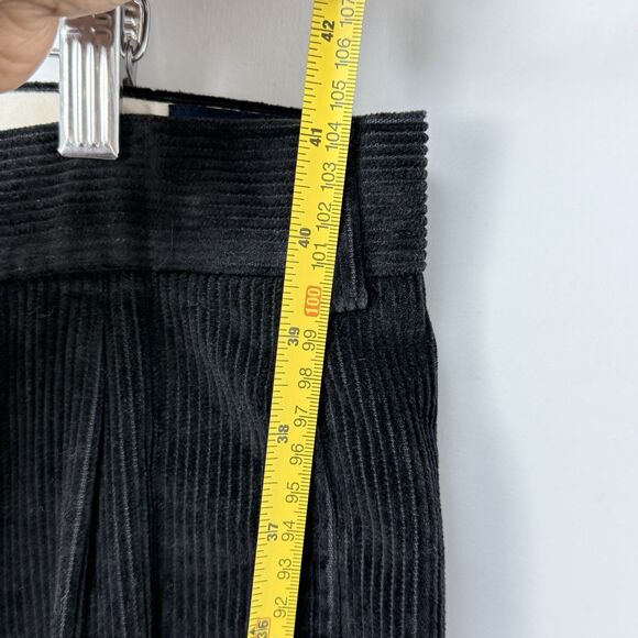 Paul Frederick Mens Pants Black Corduroy Straight Cuffed Pleat Size 36x32 - Picture 13 of 13